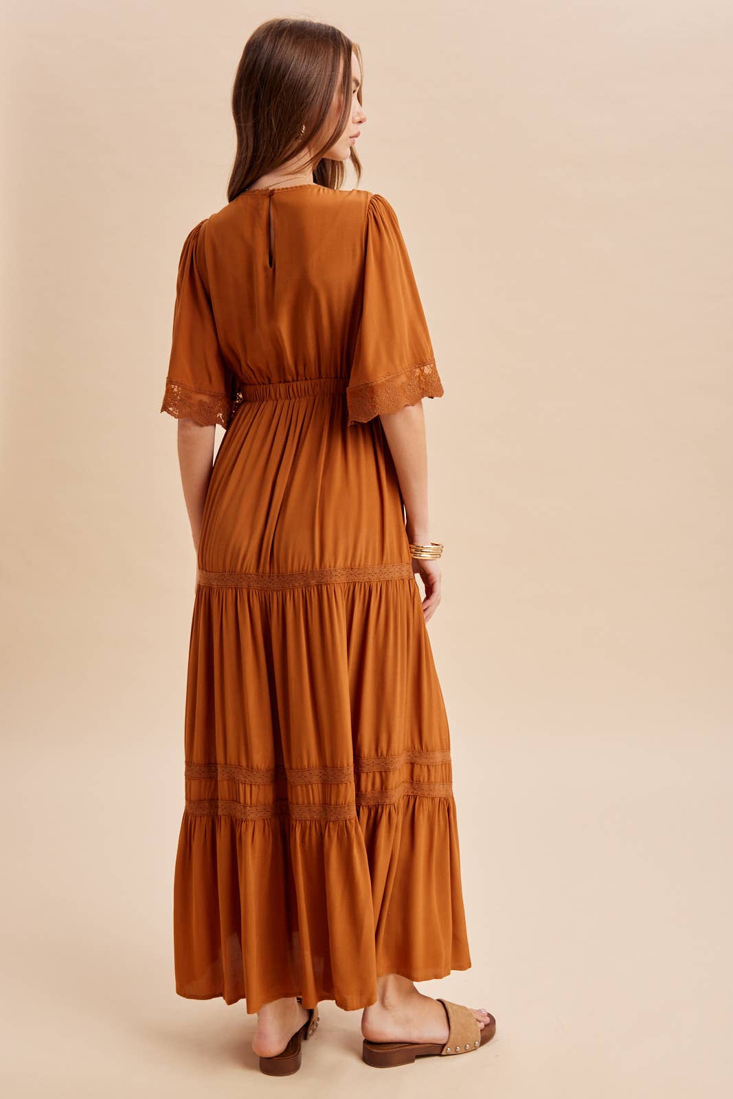 TENCEL LACE TRIM MAXI DRESS