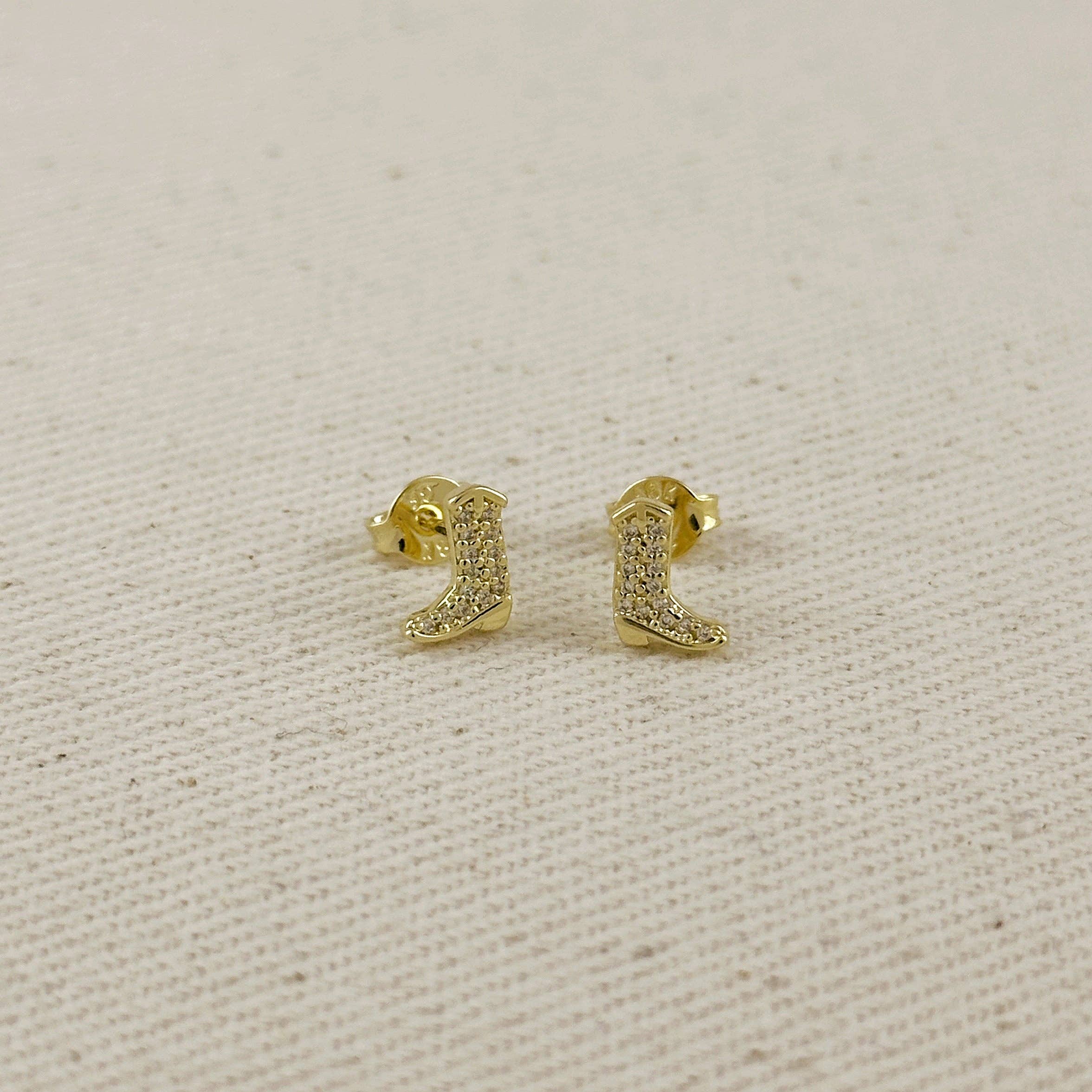 Mini Cowgirl Boot Earrings -18k Gold Filled