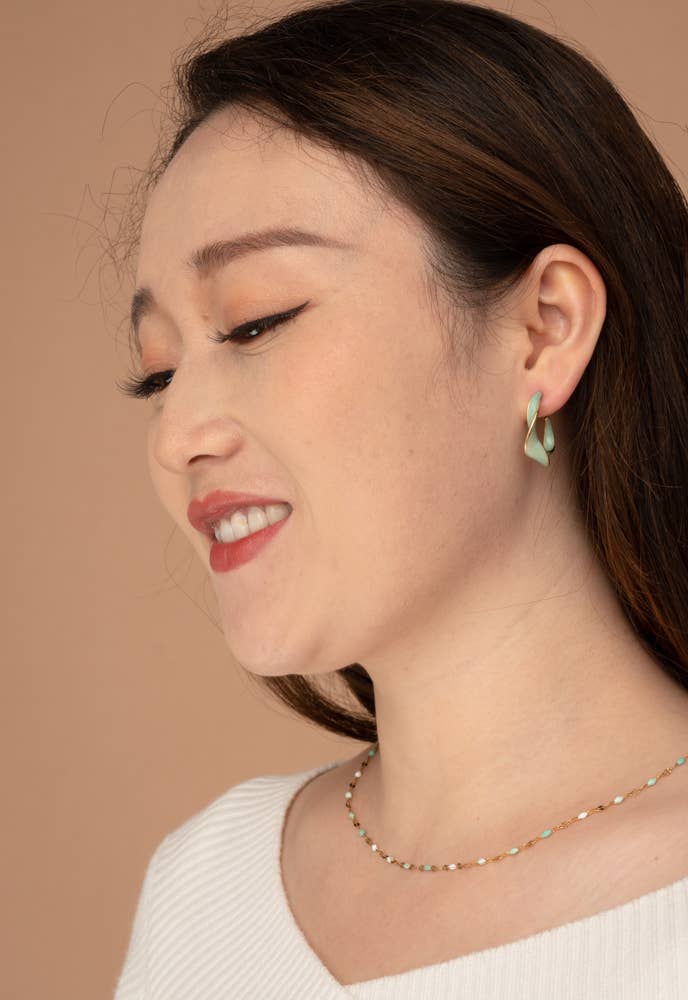 With a Twist Hoop Earrings in Mint