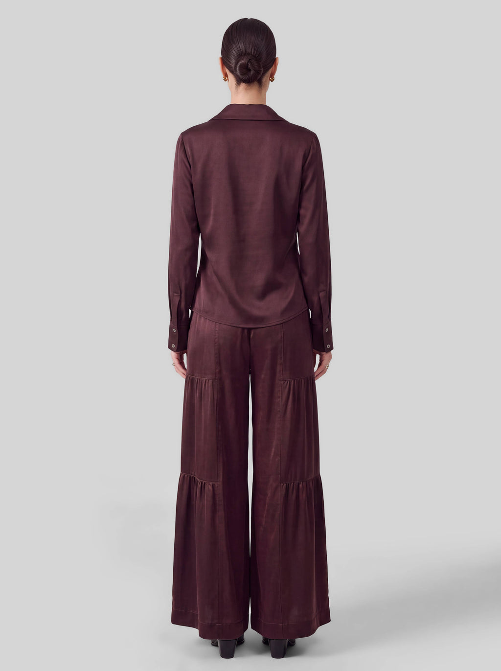 Cowl Neck Collared Long Sleeve Blouse