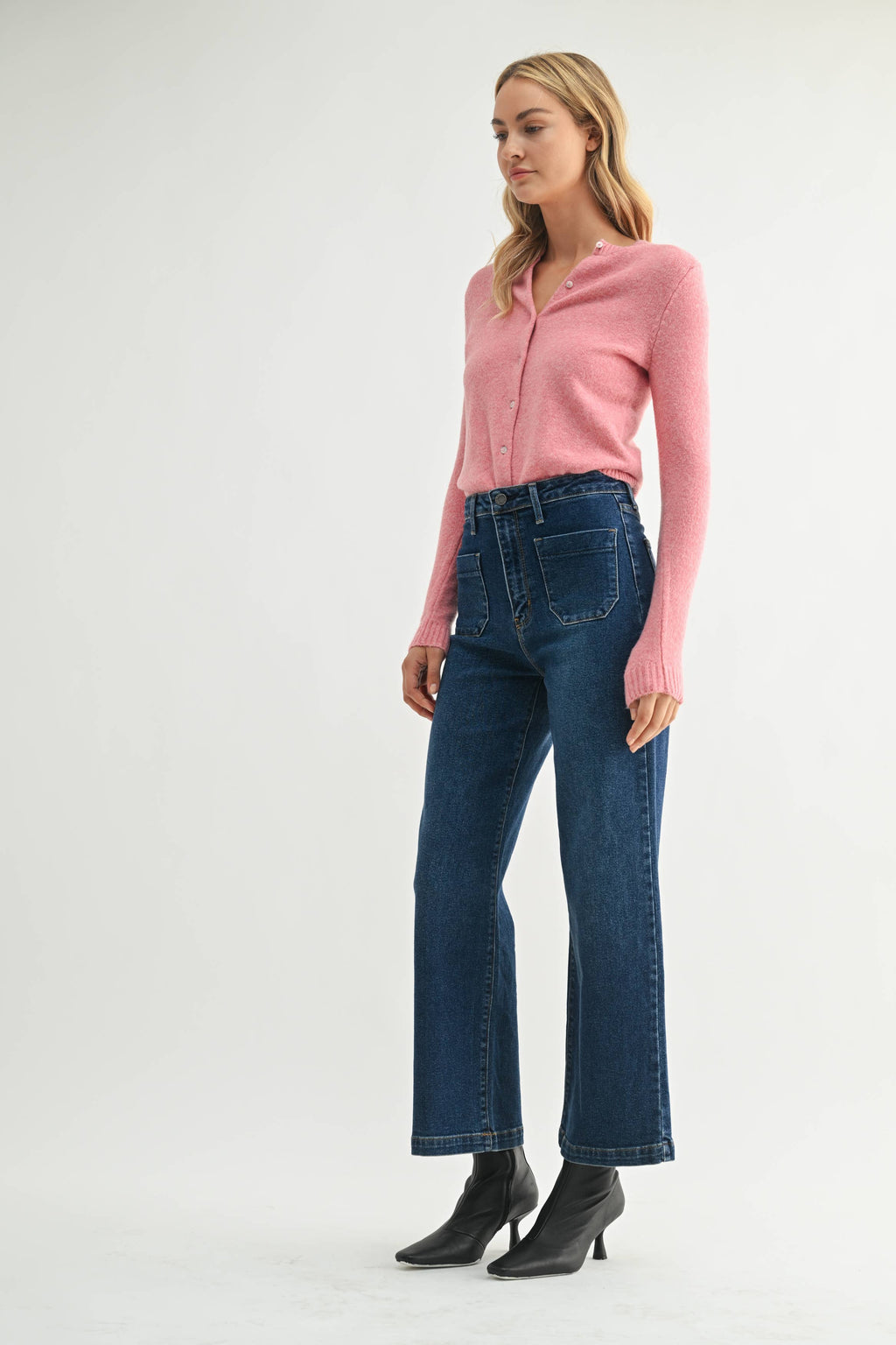 Dark Denim Patch Pocket Wide Leg