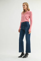 Dark Denim Patch Pocket Wide Leg