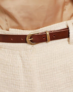Ank Skinny Leather Belt with Gold Buckle & Keeper