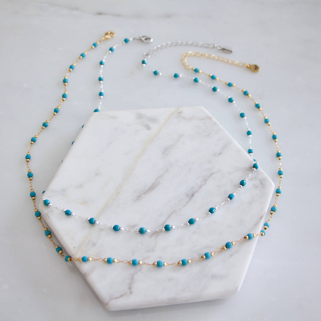 Faceted Stone Turquoise Choker Necklace