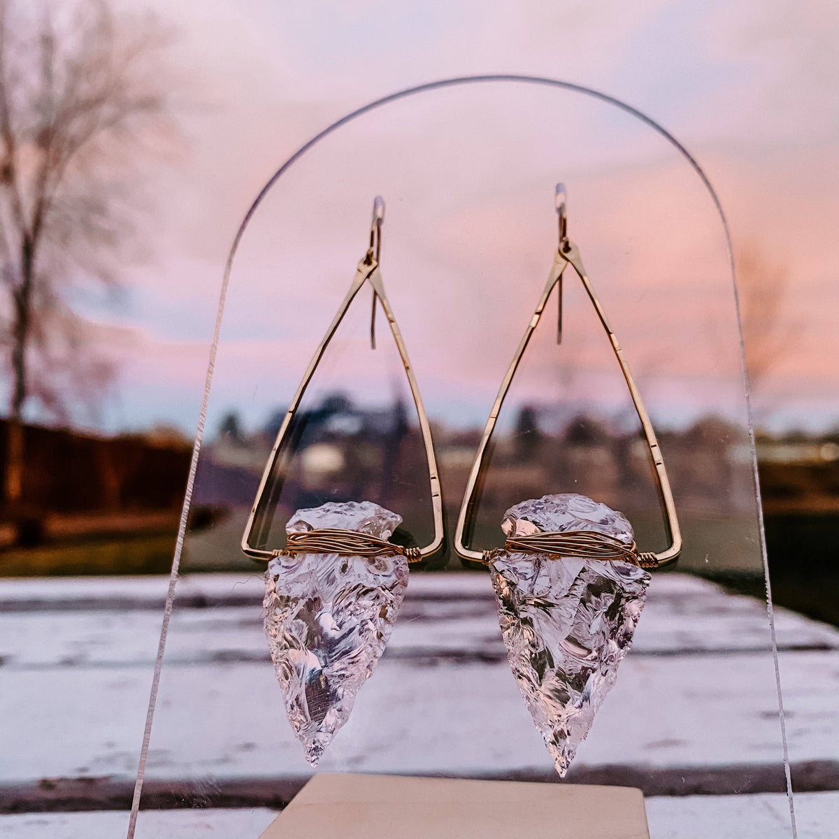 Nala Quartz Crystal Arrowhead Earrings