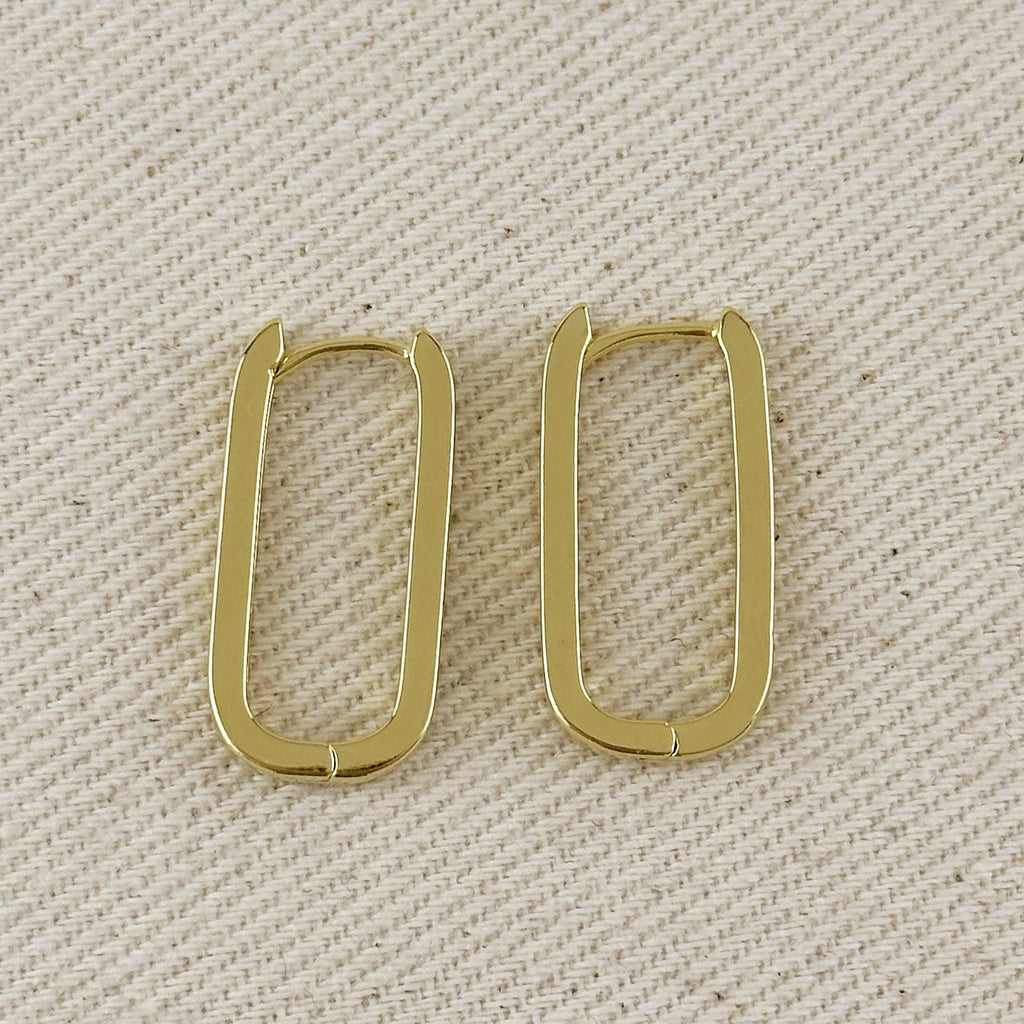 Slight Long Oblong CZ Hoop Earrings