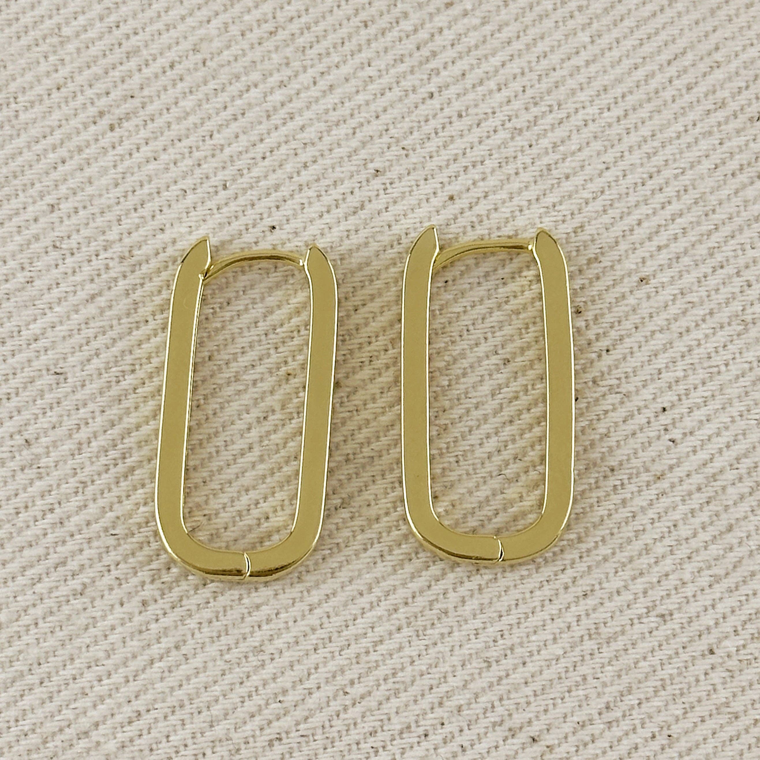 Slight Long Oblong CZ Hoop Earrings