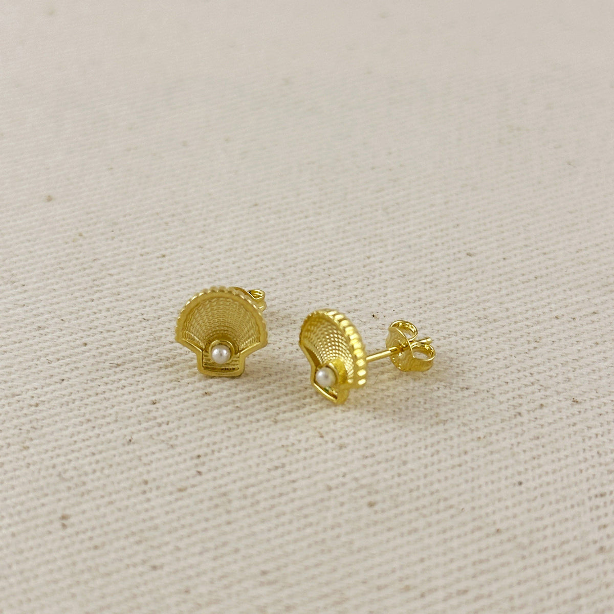18k Gold Filled Seashell Stud Earrings