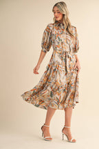 Button Down Tiered Midi Dress