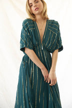 Striped Sequin Midi Dress