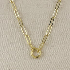 Paperclip Chain With Round Clicker Clasp Necklace