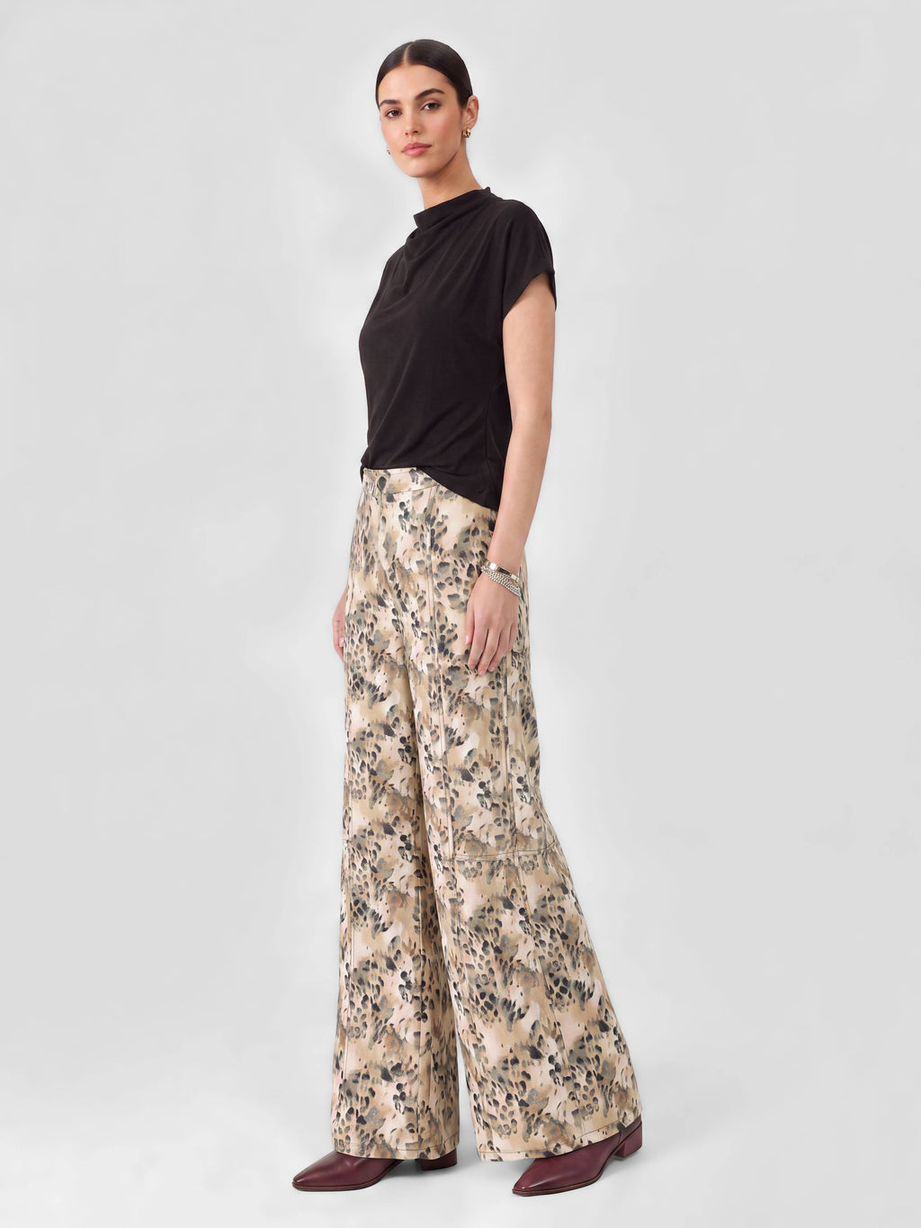 Leopard Tiered Wide Leg Palazzo Pants