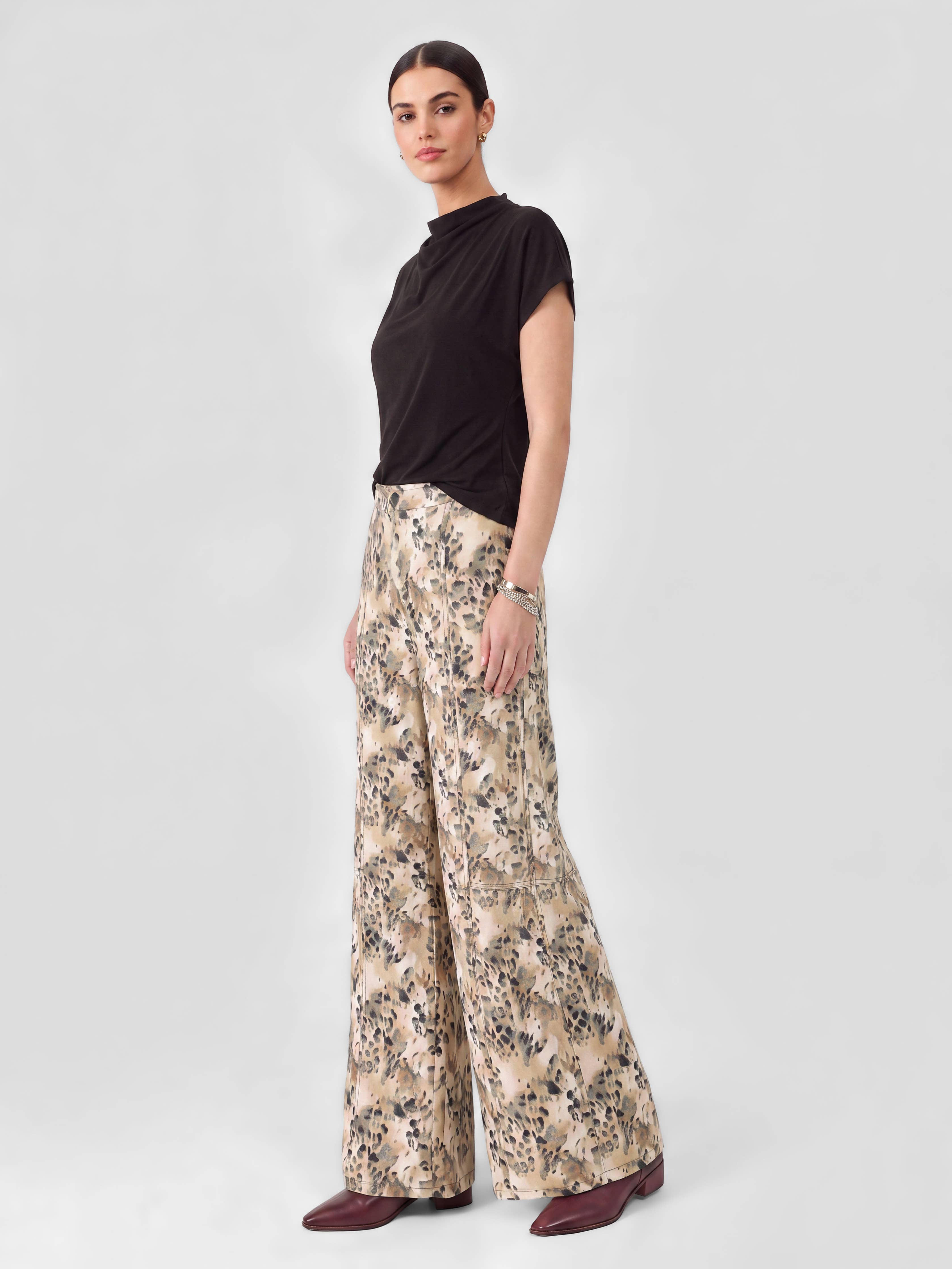 Leopard Tiered Wide Leg Palazzo Pants
