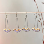 Glossy Lavender Drop Floral Ceramic Earrings with Gold