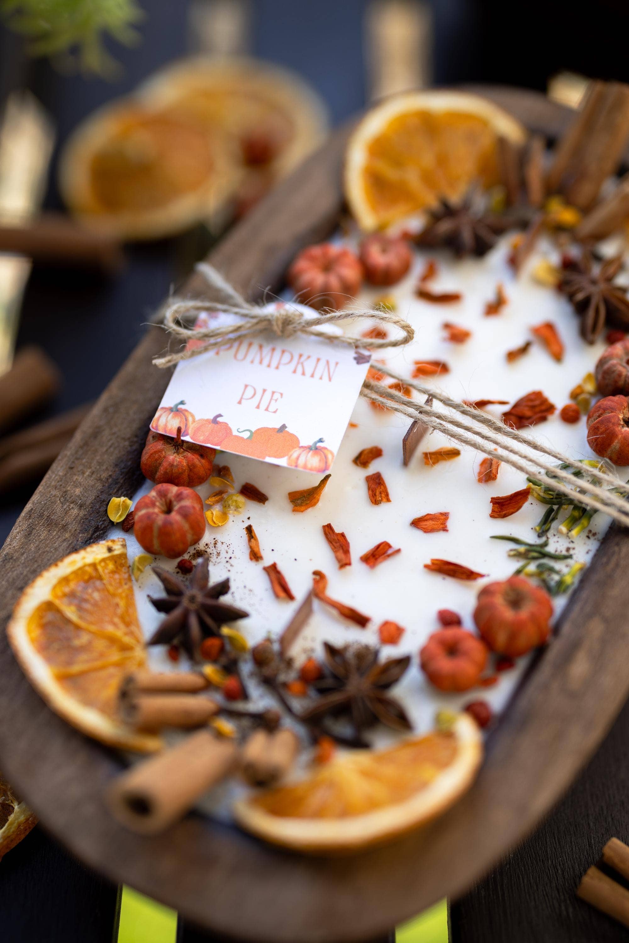 Large Wooden Bowl Fall Soy Candle