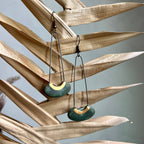 Patina Green Cut Oval Earrings