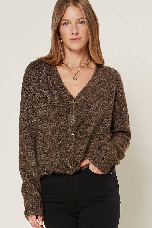 Cardigan With Mixed Sequin