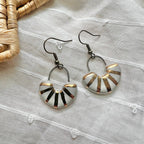 White and Gold Fan Earrings 