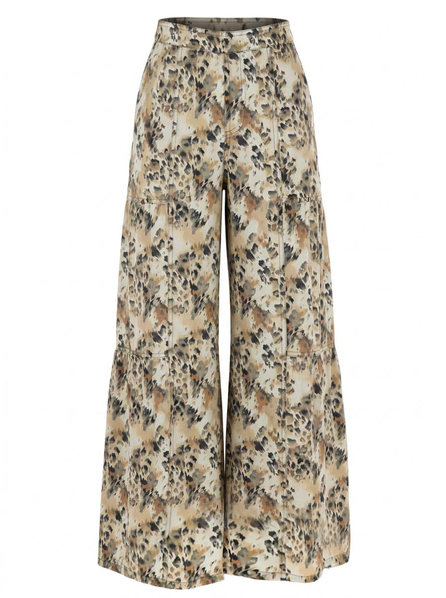 Leopard Tiered Wide Leg Palazzo Pants