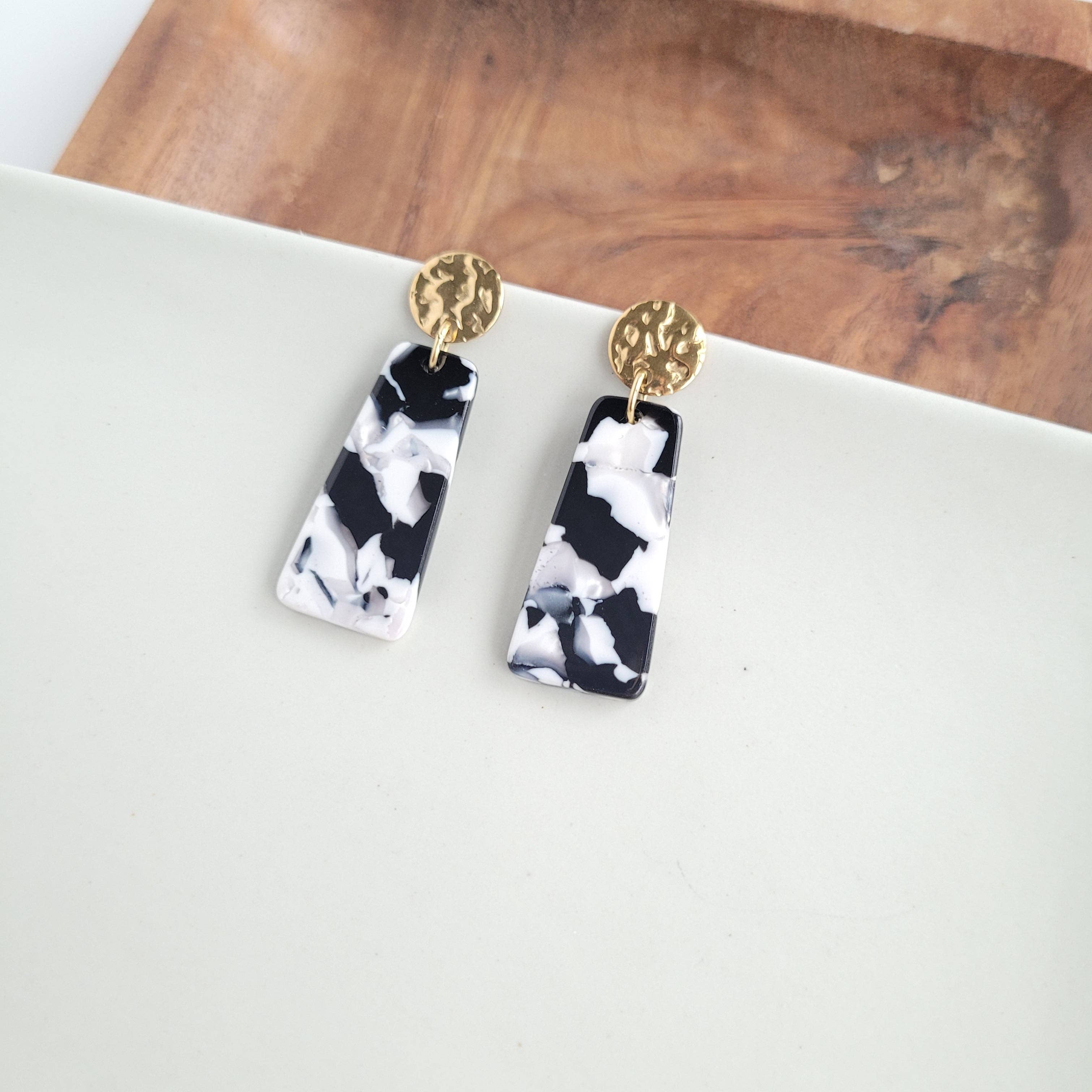 Mia Mini Earrings - Black & White // Jewelry, Earrings, Fall