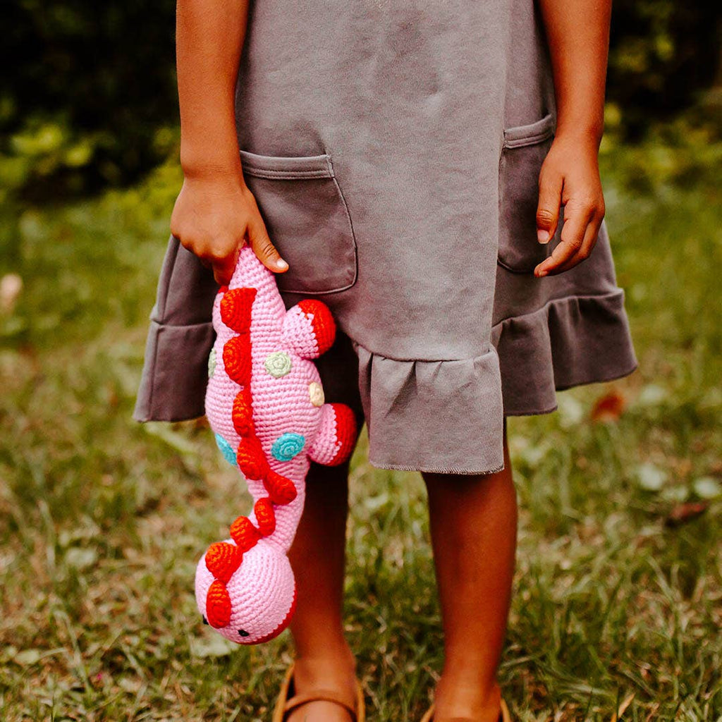Stegosaurus Baby Rattle Pink