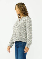 Floral Embroidered Check Ruffle Blouse