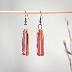 Pink and Gold Striped Clay Earrings