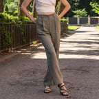 Linen High Drape Pants Lotus - Wide Leg Linen Trousers