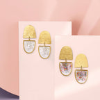The Capsule Earrings- Brass and Gem Confetti
