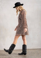 Bohemian Paisley Babydoll Long Sleeve Mini Dress