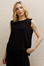 Back Button Detail Sleeveless Top