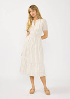 Puff Sleeve Tiered Midi Dress