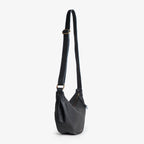 Pebbled Leather Moon Sling Bag - Black