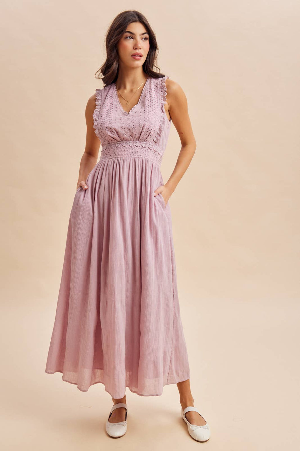 EYELET LACE MAXI DRESS
