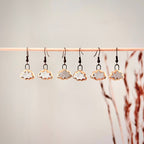 White Mini Cloud Gold Lining Ceramic Earrings