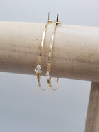 Herkimer Diamond Detail Hammered Hoop Earring