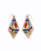 Beaded Handwoven Kaleidoscope Kite Earrings (Pink/Orange)