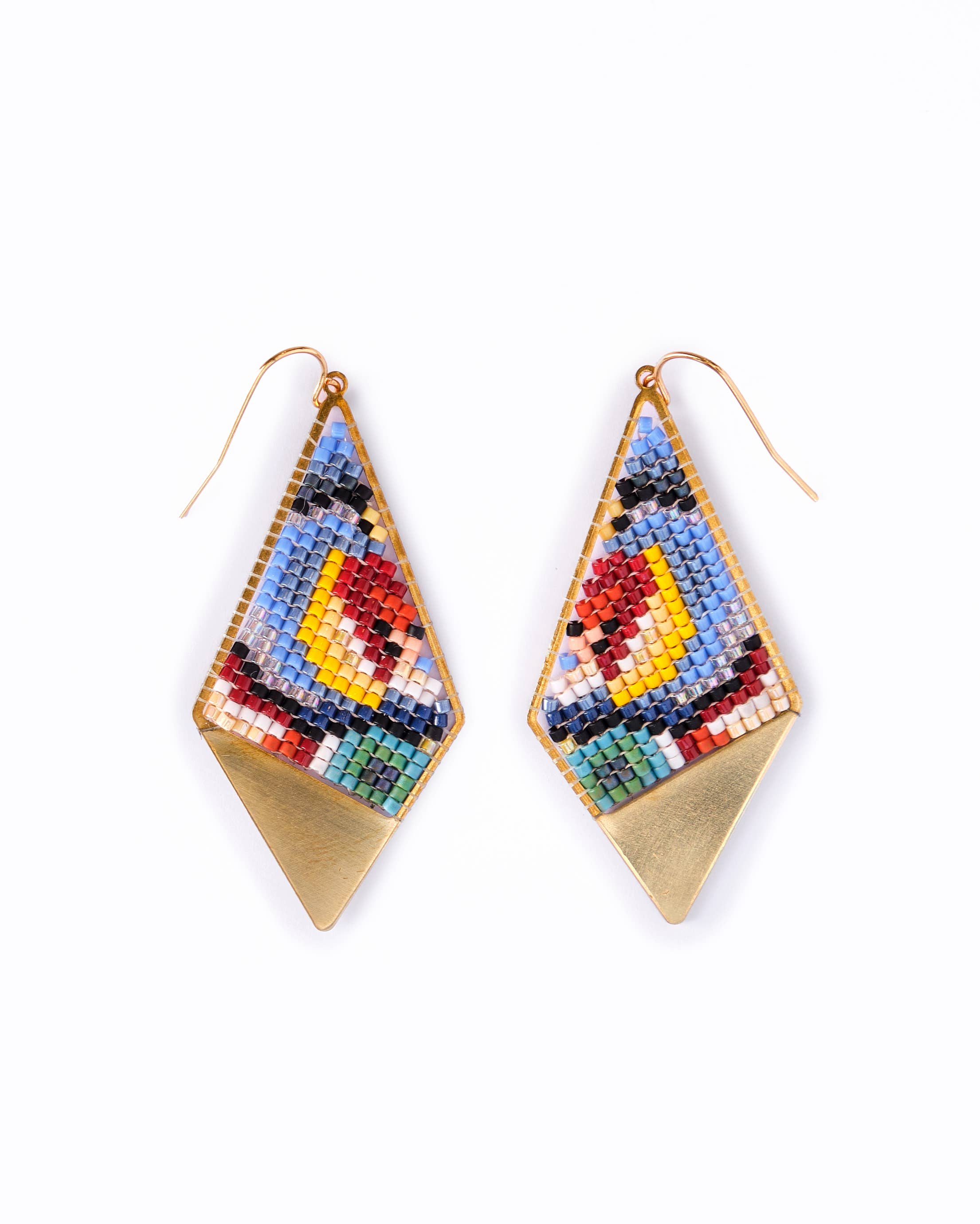 Beaded Handwoven Kaleidoscope Kite Earrings (Pink/Orange)