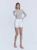 Super High Rise Optic White Mom Shorts