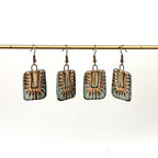 Turquoise Rectangle Burst Clay Earrings 