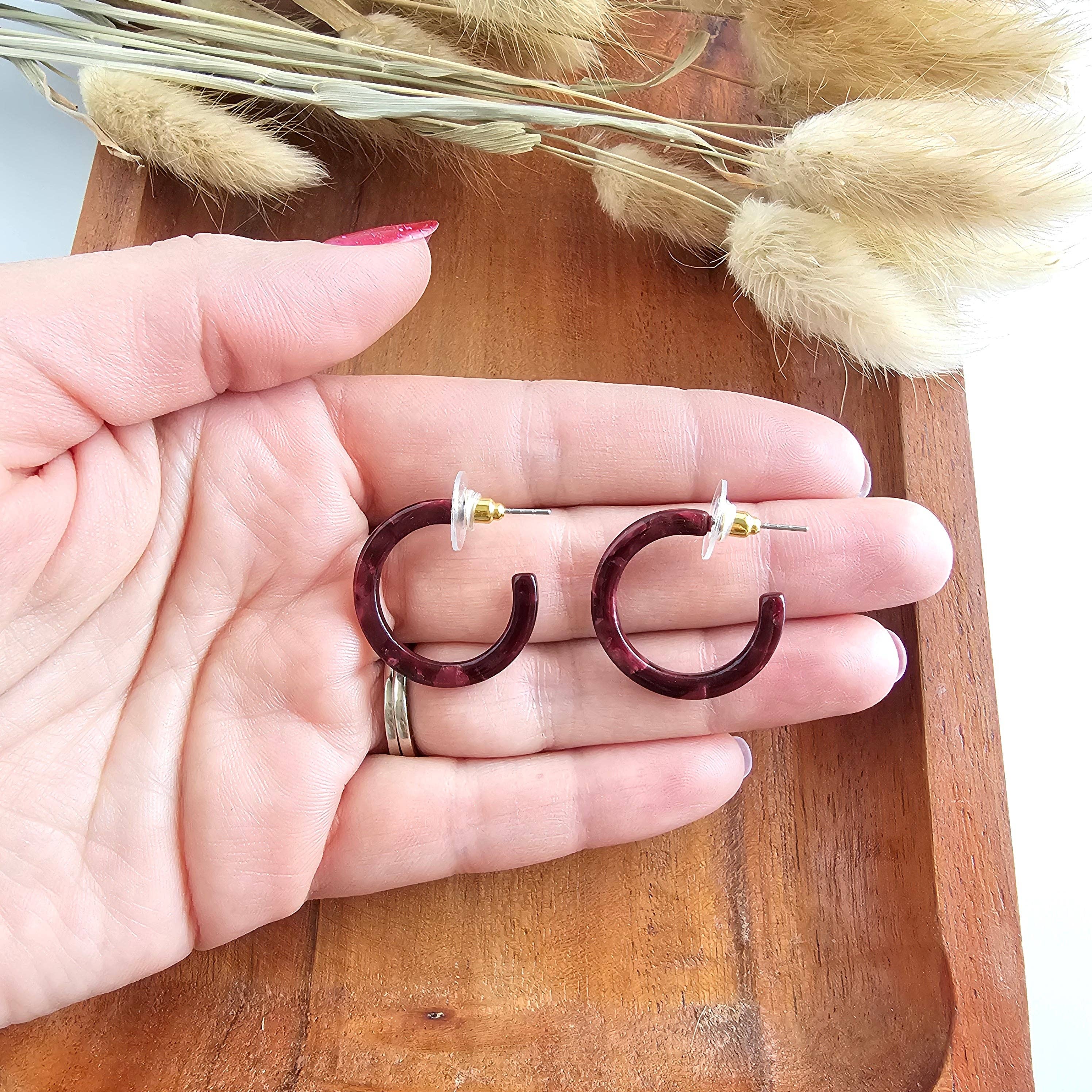 Cam Maroon Mini Hoops