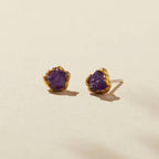 Tiny Raw Amethyst Stud Earrings | February Birthstone