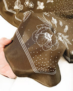 Classic Deep Olive Floral Western Bandana - 100% Silk