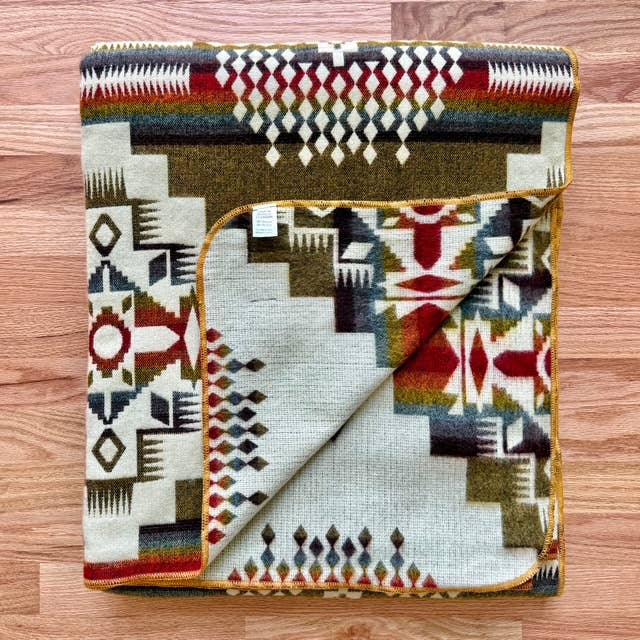 Southwest Alpaca Queen/Throw Blanket – Sandstone Reversible