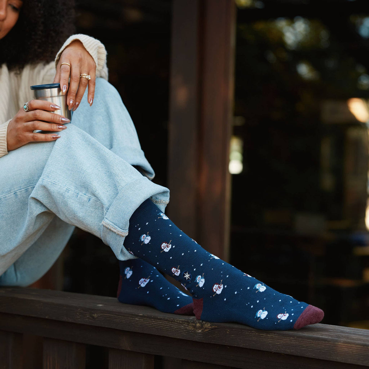 Socks that Give Water | Navy Snowmen - Gifts that Give Back