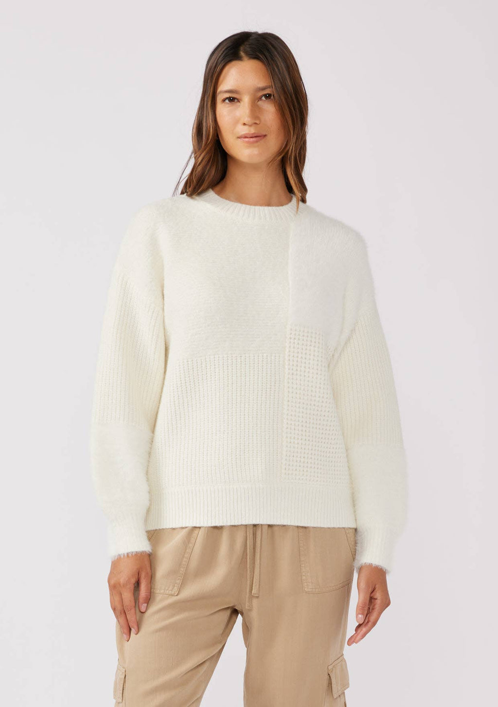 Multi-Pattern Dropped Shoulder Sweater