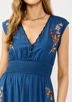 Floral Scalloped Embroidered Maxi Dress