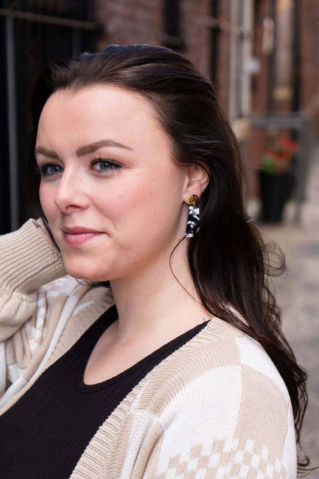 Mia Mini Earrings - Black & White // Jewelry, Earrings, Fall