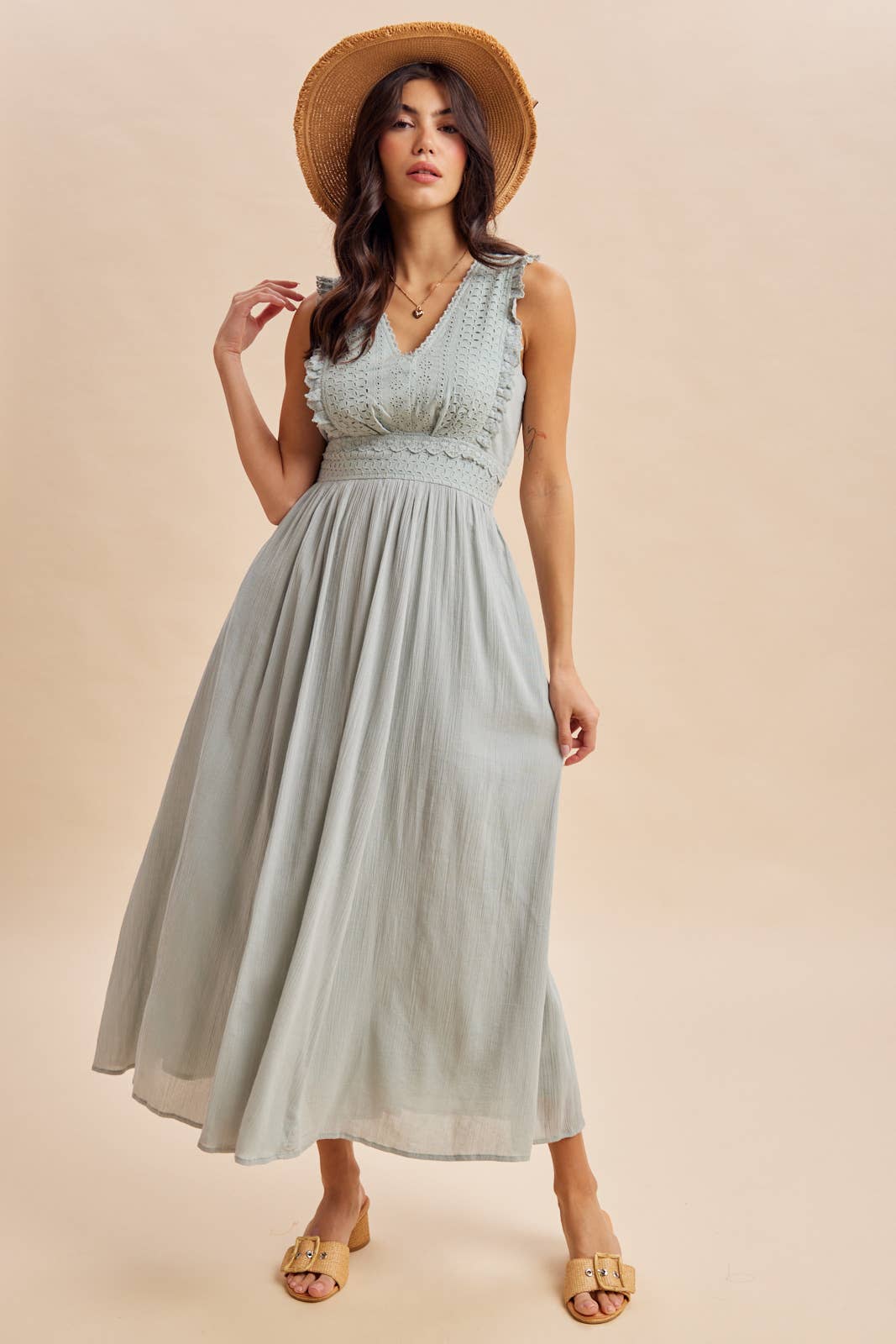 EYELET LACE MAXI DRESS