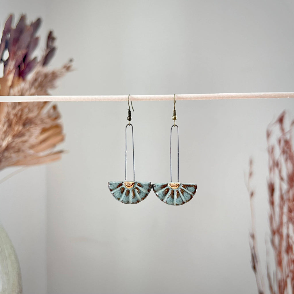 Turquoise Sun Burst Ceramic Earrings